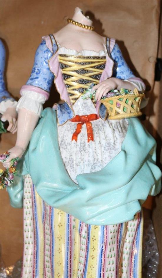 A pair of 19th century Meissen figures 18.5in.